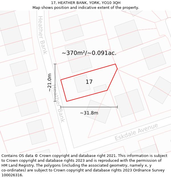 17, HEATHER BANK, YORK, YO10 3QH: Plot and title map