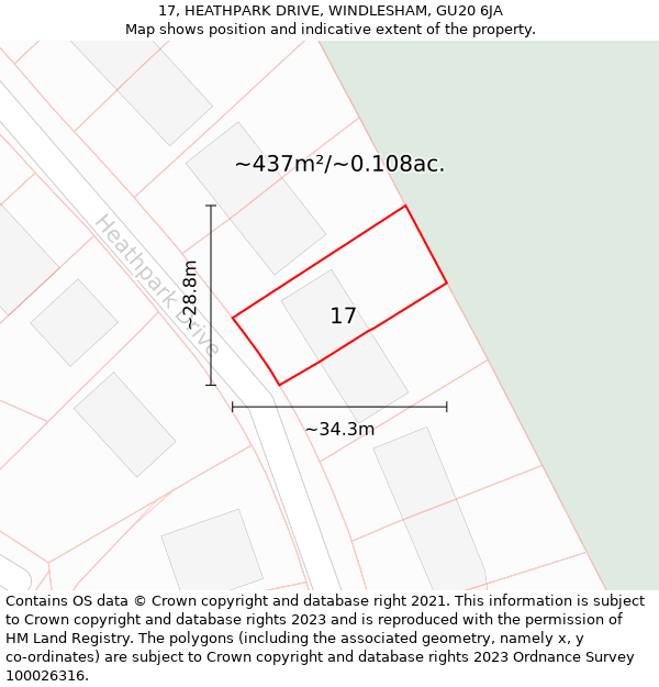 17, HEATHPARK DRIVE, WINDLESHAM, GU20 6JA: Plot and title map