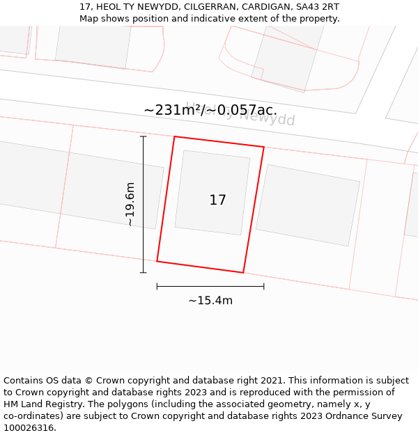 17, HEOL TY NEWYDD, CILGERRAN, CARDIGAN, SA43 2RT: Plot and title map