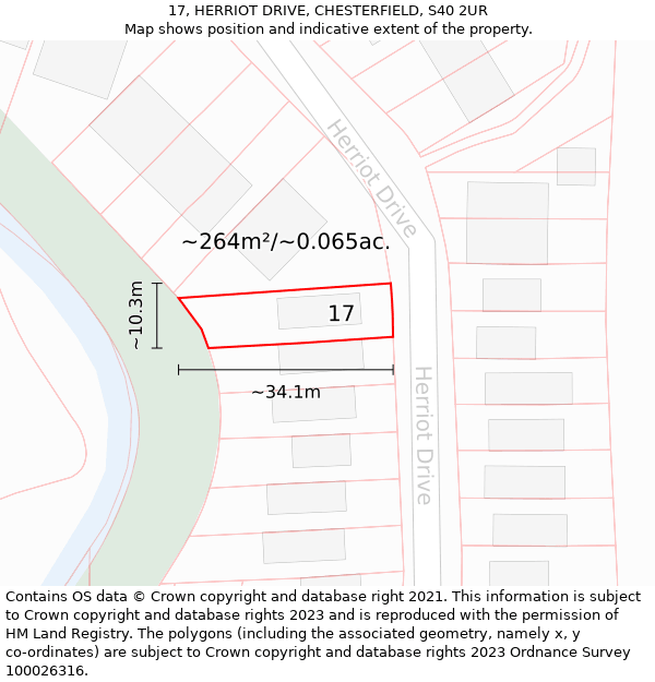 17, HERRIOT DRIVE, CHESTERFIELD, S40 2UR: Plot and title map