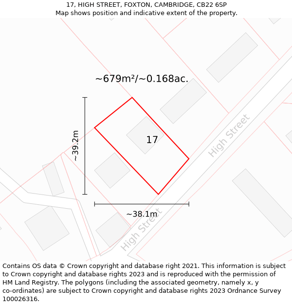 17, HIGH STREET, FOXTON, CAMBRIDGE, CB22 6SP: Plot and title map