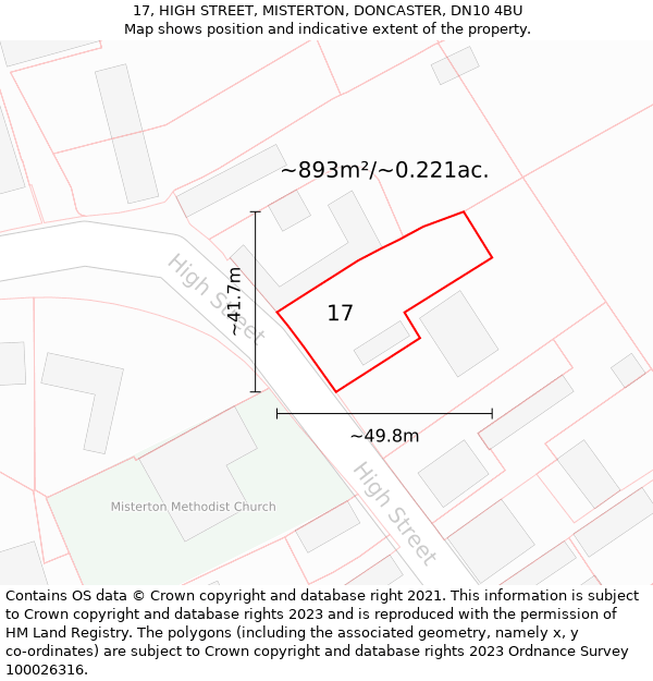 17, HIGH STREET, MISTERTON, DONCASTER, DN10 4BU: Plot and title map