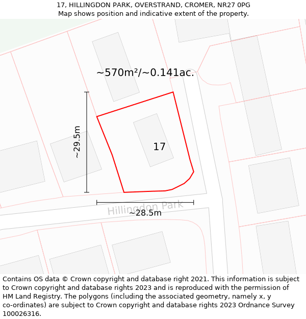 17, HILLINGDON PARK, OVERSTRAND, CROMER, NR27 0PG: Plot and title map