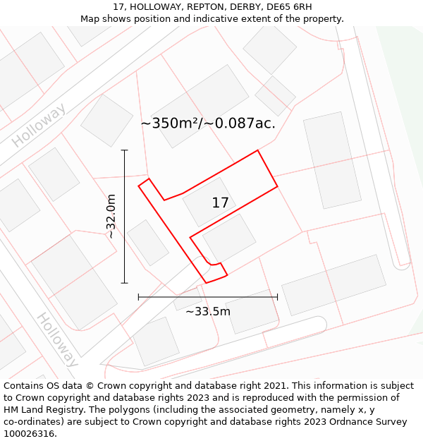 17, HOLLOWAY, REPTON, DERBY, DE65 6RH: Plot and title map