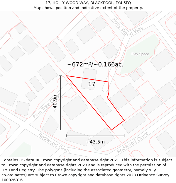 17, HOLLY WOOD WAY, BLACKPOOL, FY4 5FQ: Plot and title map