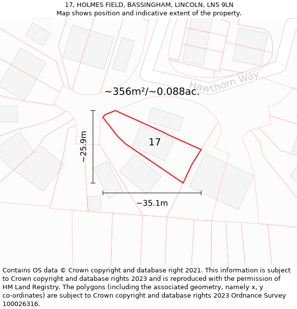 17, HOLMES FIELD, BASSINGHAM, LINCOLN, LN5 9LN: Plot and title map