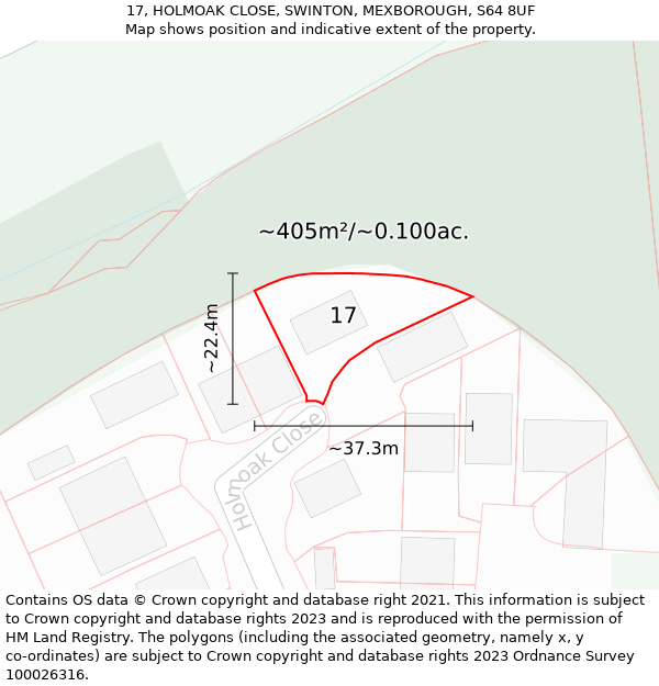 17, HOLMOAK CLOSE, SWINTON, MEXBOROUGH, S64 8UF: Plot and title map