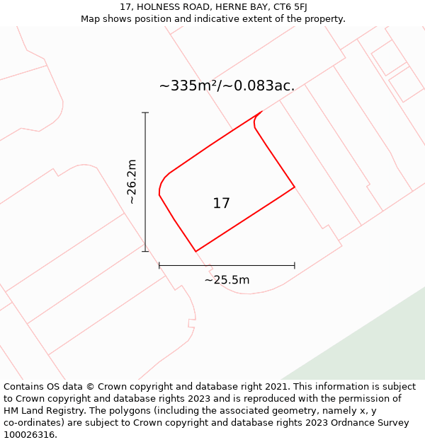17, HOLNESS ROAD, HERNE BAY, CT6 5FJ: Plot and title map