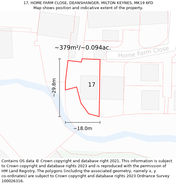 17, HOME FARM CLOSE, DEANSHANGER, MILTON KEYNES, MK19 6FD: Plot and title map