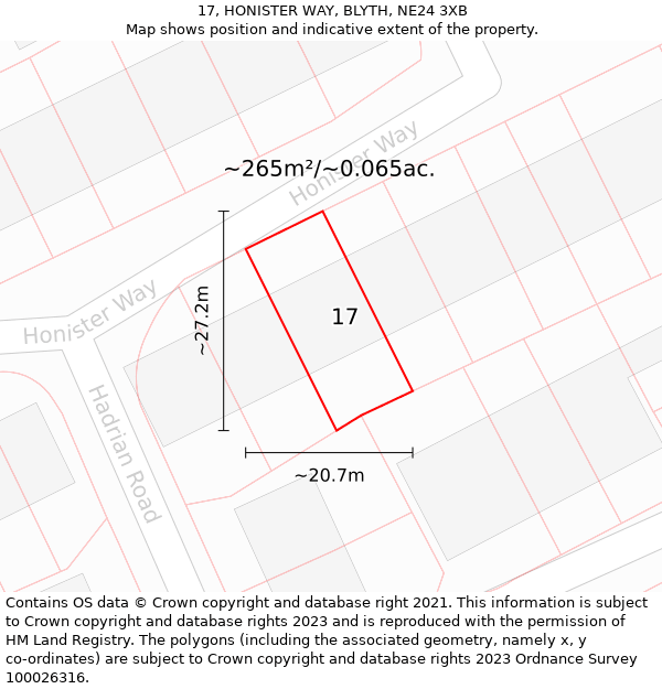 17, HONISTER WAY, BLYTH, NE24 3XB: Plot and title map