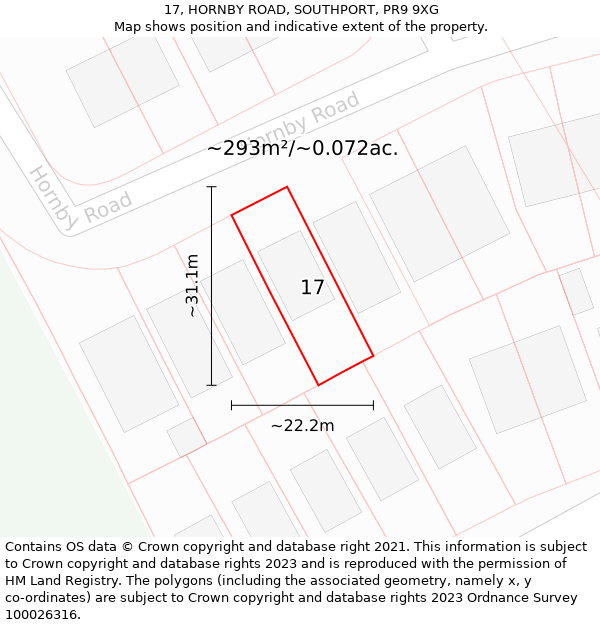 17, HORNBY ROAD, SOUTHPORT, PR9 9XG: Plot and title map