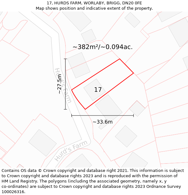 17, HURDS FARM, WORLABY, BRIGG, DN20 0FE: Plot and title map