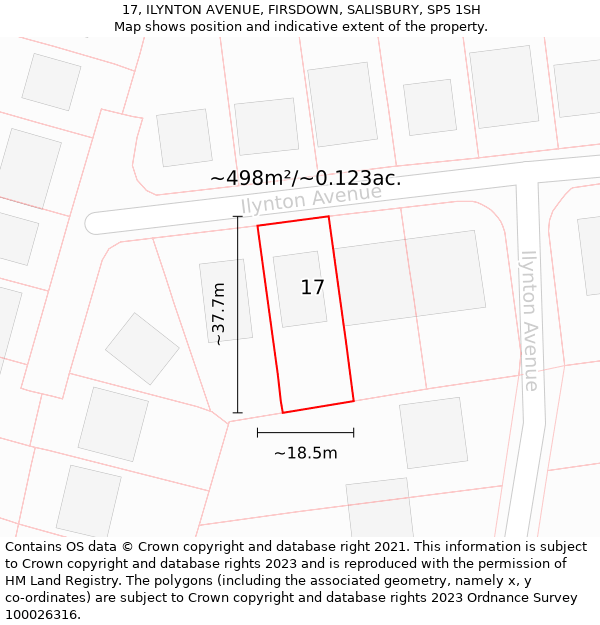 17, ILYNTON AVENUE, FIRSDOWN, SALISBURY, SP5 1SH: Plot and title map