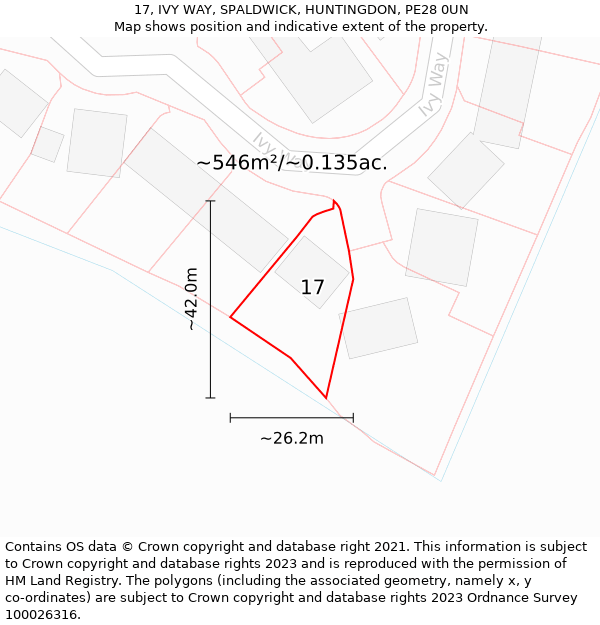 17, IVY WAY, SPALDWICK, HUNTINGDON, PE28 0UN: Plot and title map