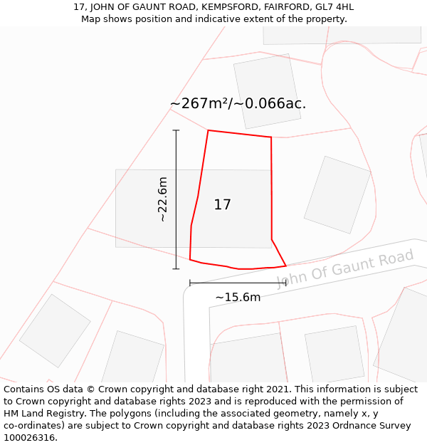 17, JOHN OF GAUNT ROAD, KEMPSFORD, FAIRFORD, GL7 4HL: Plot and title map