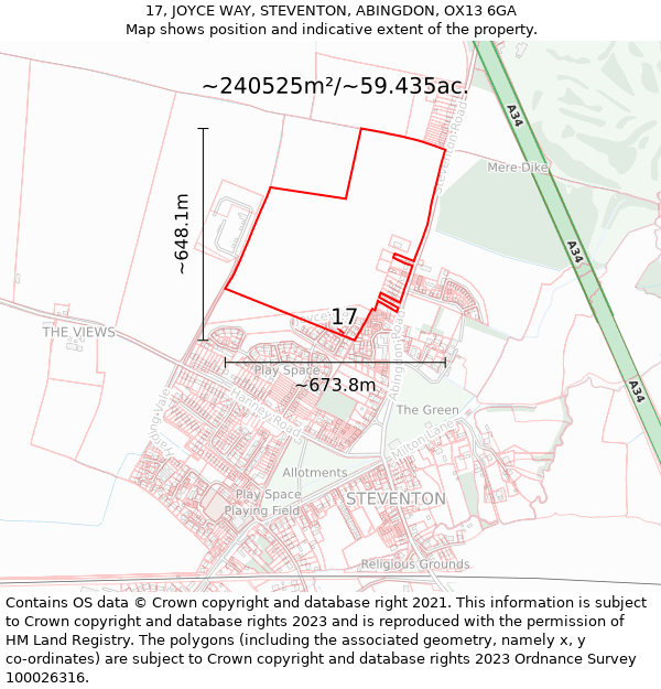 17, JOYCE WAY, STEVENTON, ABINGDON, OX13 6GA: Plot and title map