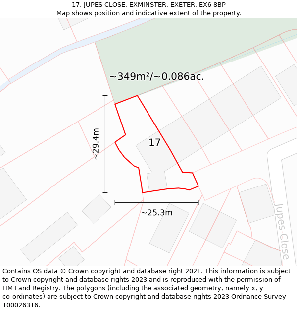 17, JUPES CLOSE, EXMINSTER, EXETER, EX6 8BP: Plot and title map