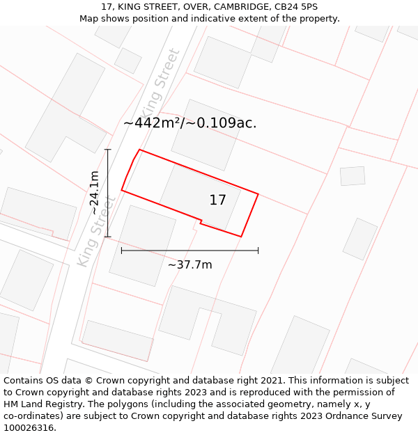 17, KING STREET, OVER, CAMBRIDGE, CB24 5PS: Plot and title map