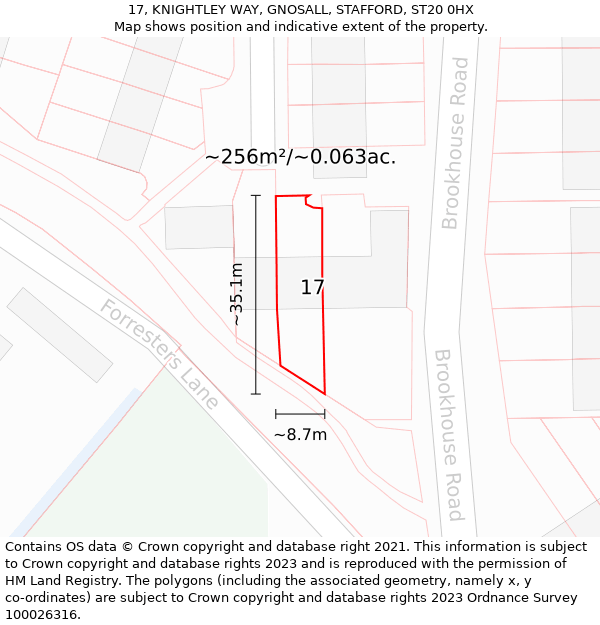 17, KNIGHTLEY WAY, GNOSALL, STAFFORD, ST20 0HX: Plot and title map