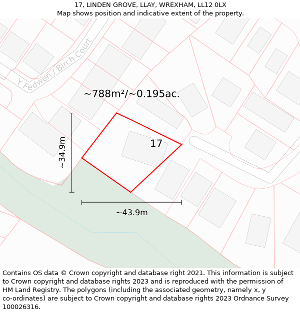 17, LINDEN GROVE, LLAY, WREXHAM, LL12 0LX: Plot and title map