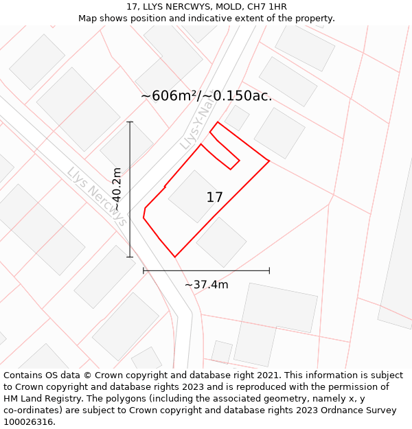 17, LLYS NERCWYS, MOLD, CH7 1HR: Plot and title map