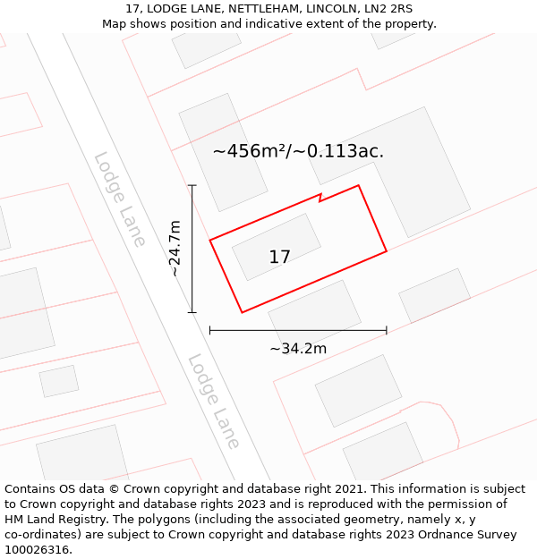 17, LODGE LANE, NETTLEHAM, LINCOLN, LN2 2RS: Plot and title map