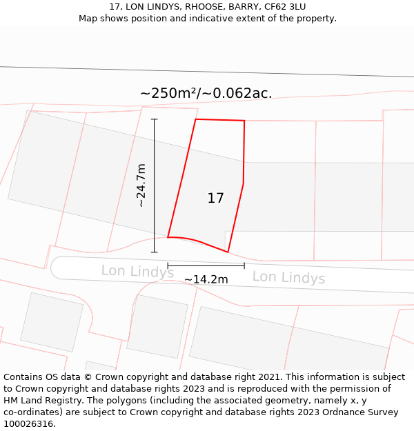 17, LON LINDYS, RHOOSE, BARRY, CF62 3LU: Plot and title map