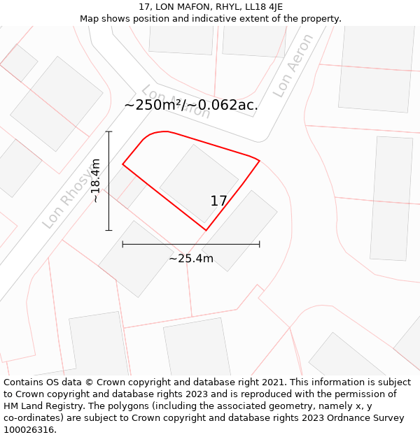 17, LON MAFON, RHYL, LL18 4JE: Plot and title map