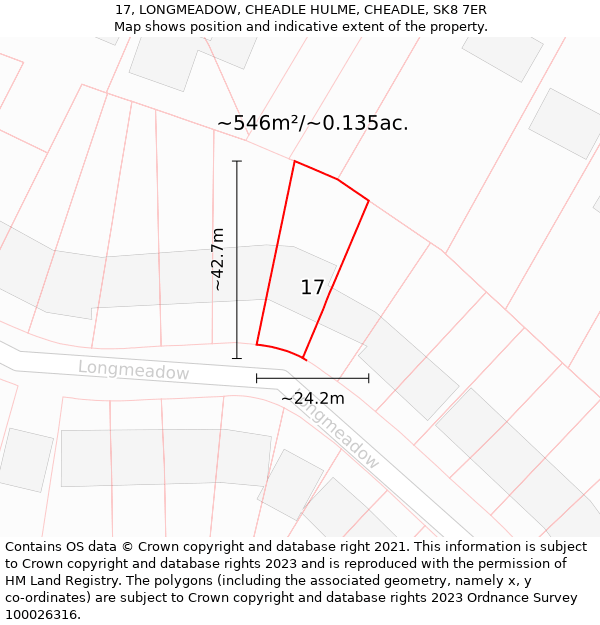 17, LONGMEADOW, CHEADLE HULME, CHEADLE, SK8 7ER: Plot and title map