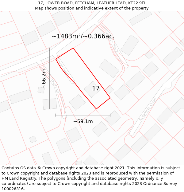 17, LOWER ROAD, FETCHAM, LEATHERHEAD, KT22 9EL: Plot and title map