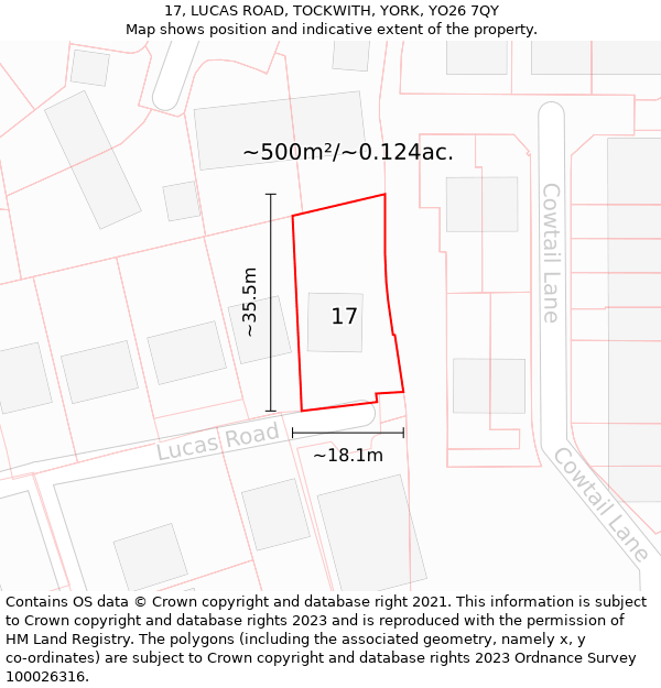 17, LUCAS ROAD, TOCKWITH, YORK, YO26 7QY: Plot and title map