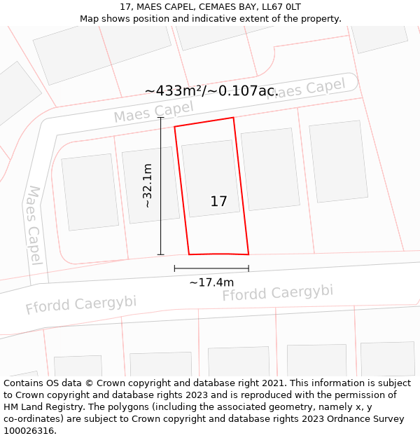 17, MAES CAPEL, CEMAES BAY, LL67 0LT: Plot and title map