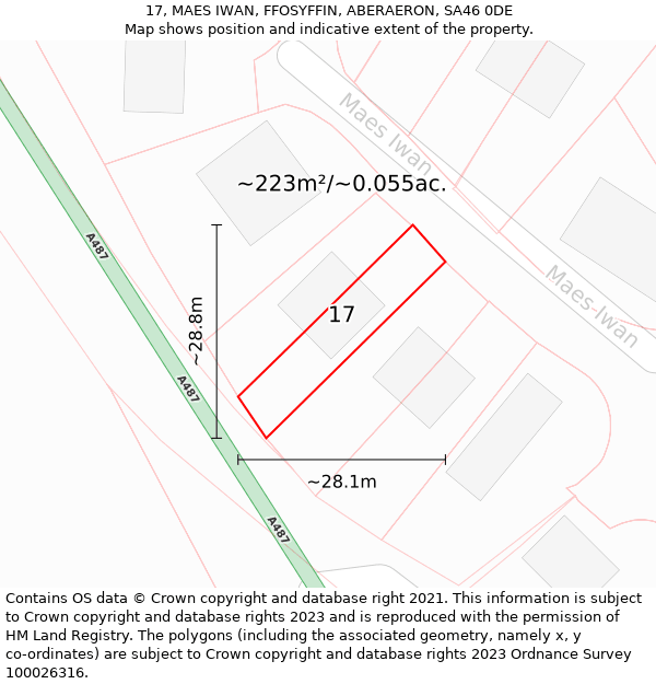 17, MAES IWAN, FFOSYFFIN, ABERAERON, SA46 0DE: Plot and title map