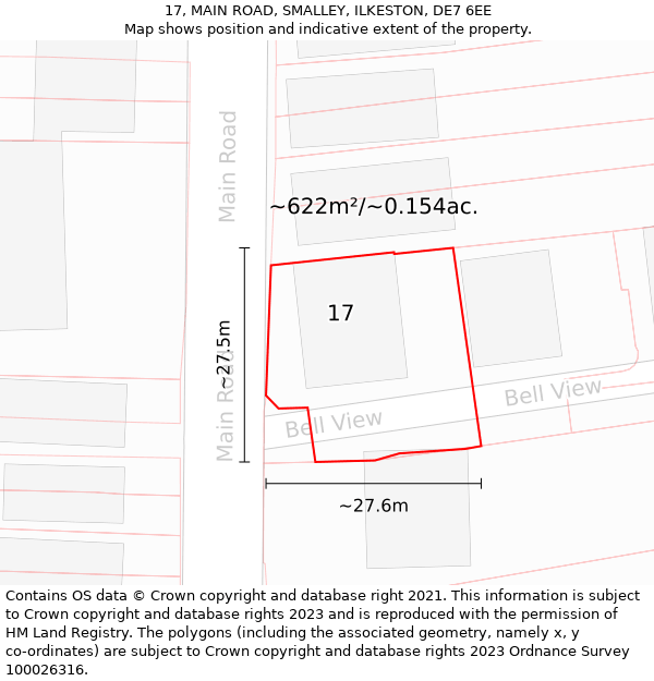 17, MAIN ROAD, SMALLEY, ILKESTON, DE7 6EE: Plot and title map