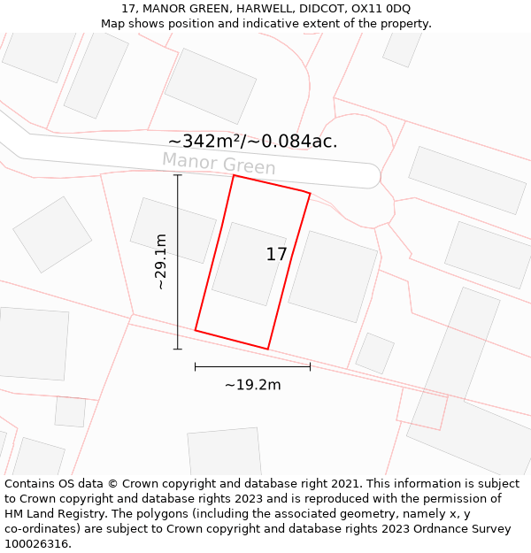 17, MANOR GREEN, HARWELL, DIDCOT, OX11 0DQ: Plot and title map