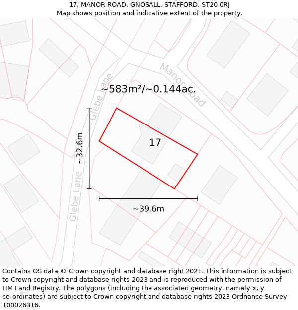 17, MANOR ROAD, GNOSALL, STAFFORD, ST20 0RJ: Plot and title map