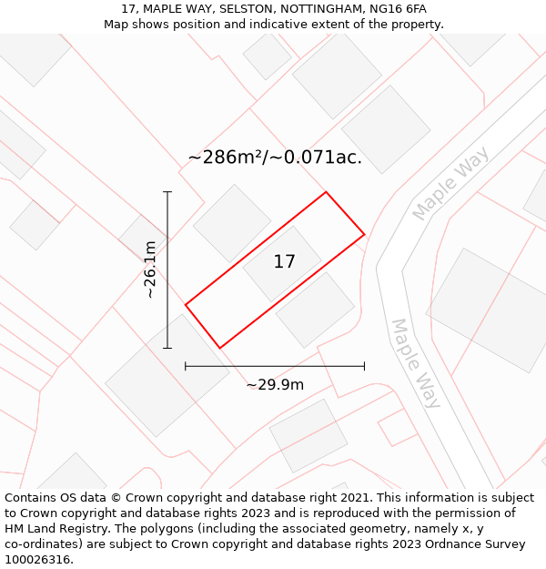 17, MAPLE WAY, SELSTON, NOTTINGHAM, NG16 6FA: Plot and title map