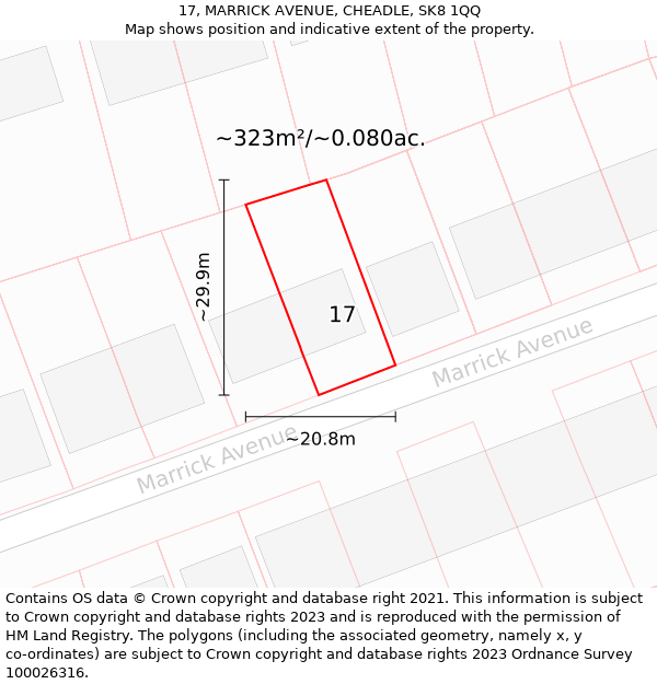 17, MARRICK AVENUE, CHEADLE, SK8 1QQ: Plot and title map