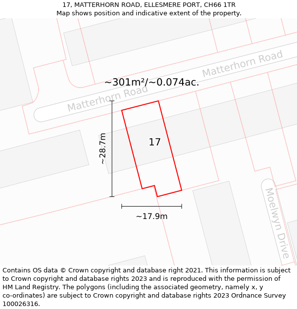 17, MATTERHORN ROAD, ELLESMERE PORT, CH66 1TR: Plot and title map