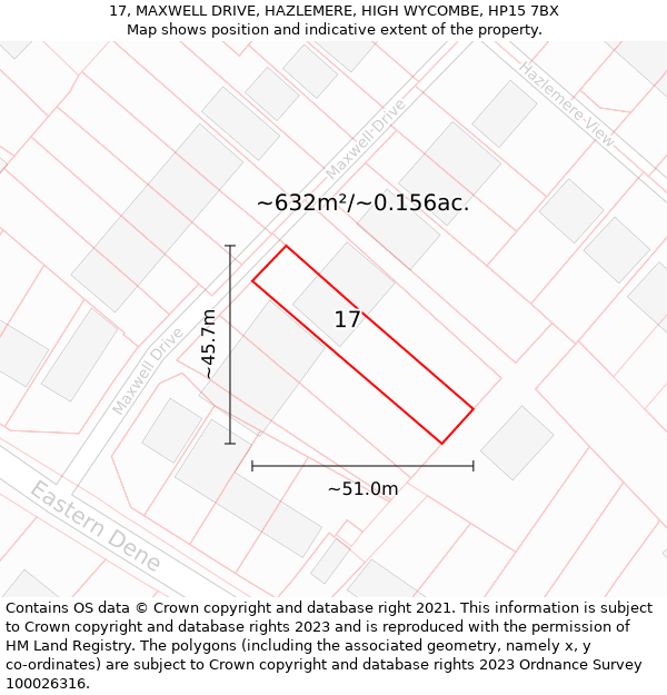 17, MAXWELL DRIVE, HAZLEMERE, HIGH WYCOMBE, HP15 7BX: Plot and title map