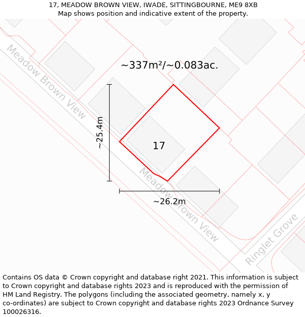 17, MEADOW BROWN VIEW, IWADE, SITTINGBOURNE, ME9 8XB: Plot and title map