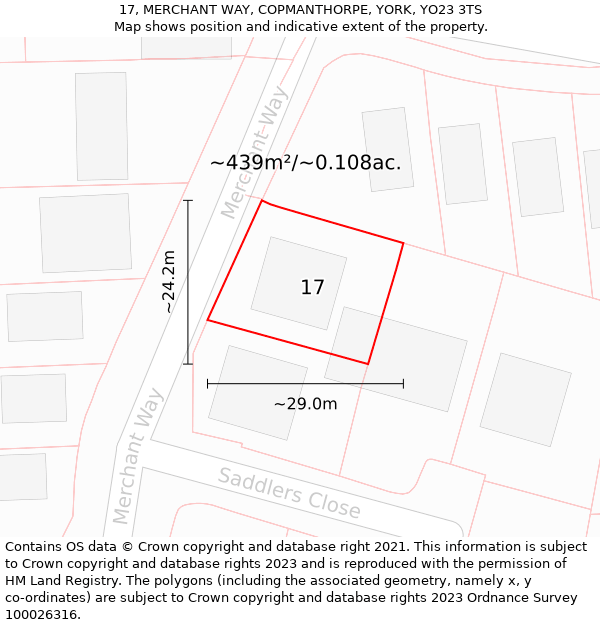 17, MERCHANT WAY, COPMANTHORPE, YORK, YO23 3TS: Plot and title map