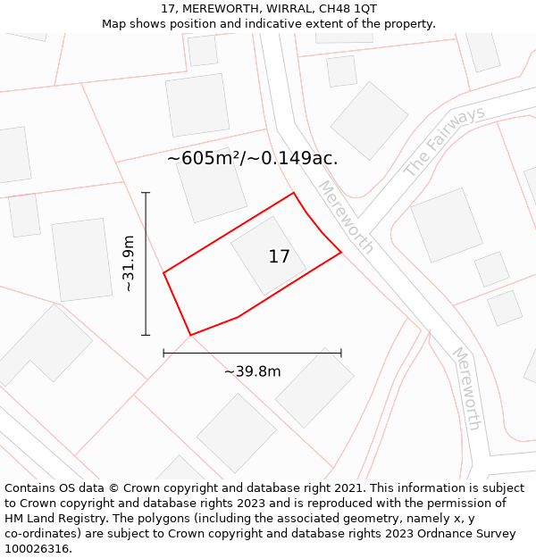 17, MEREWORTH, WIRRAL, CH48 1QT: Plot and title map