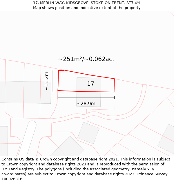 17, MERLIN WAY, KIDSGROVE, STOKE-ON-TRENT, ST7 4YL: Plot and title map