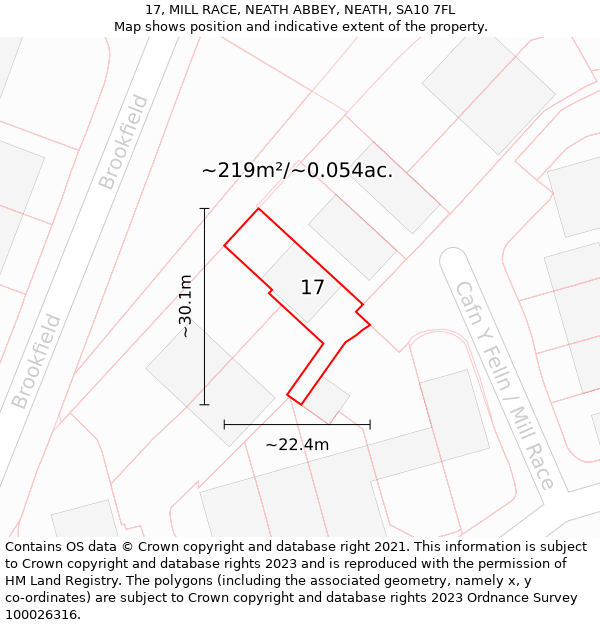 17, MILL RACE, NEATH ABBEY, NEATH, SA10 7FL: Plot and title map