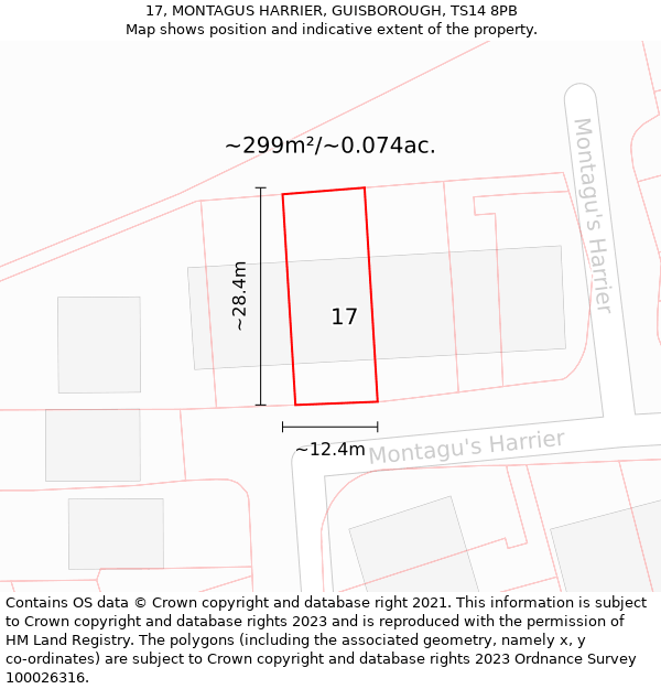 17, MONTAGUS HARRIER, GUISBOROUGH, TS14 8PB: Plot and title map
