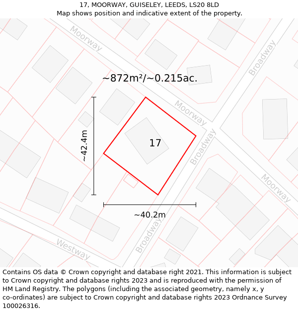 17, MOORWAY, GUISELEY, LEEDS, LS20 8LD: Plot and title map