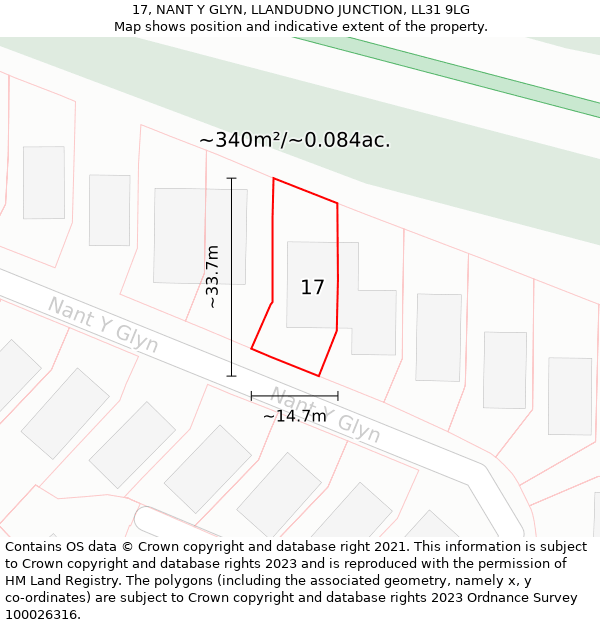 17, NANT Y GLYN, LLANDUDNO JUNCTION, LL31 9LG: Plot and title map