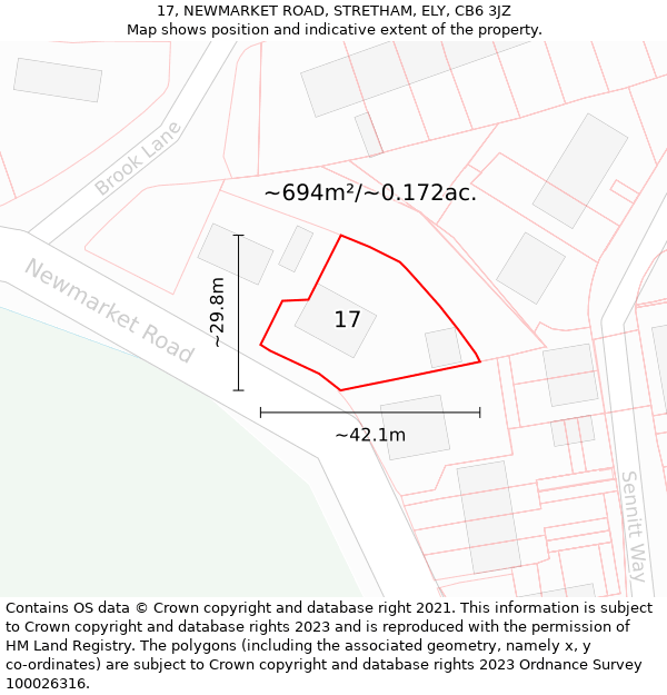 17, NEWMARKET ROAD, STRETHAM, ELY, CB6 3JZ: Plot and title map