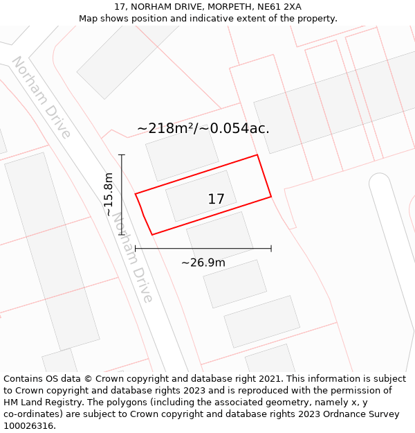 17, NORHAM DRIVE, MORPETH, NE61 2XA: Plot and title map